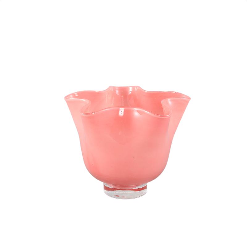 Hurricane Lamp – Dark Pink Glass, Round Shape, Wavy Texture – Macarena | PTMD