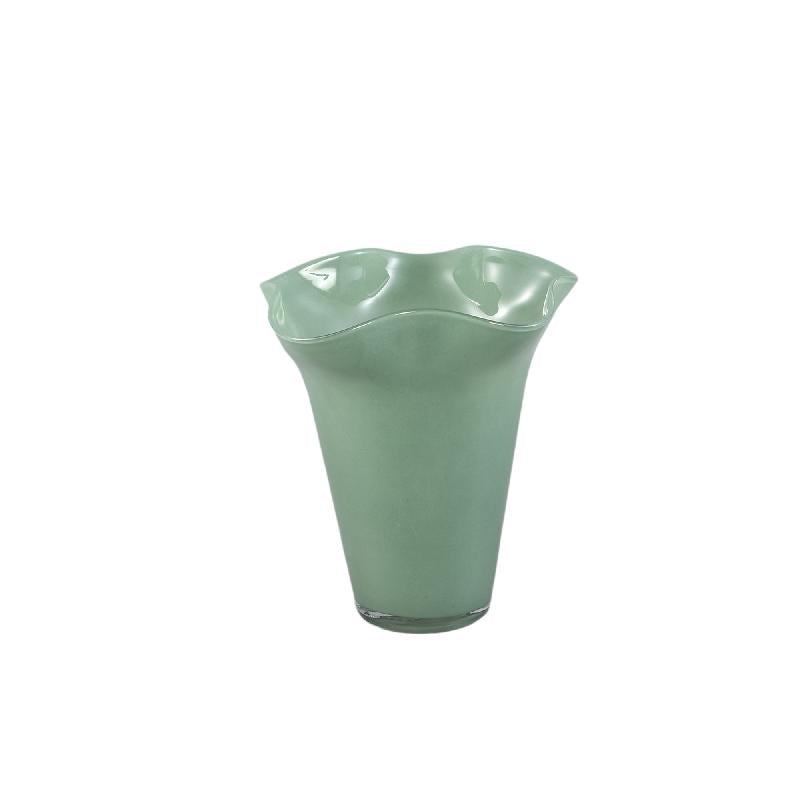 Vase – Grünes Glas, Runde Form, Wellenförmiges Design, S – Macarena | PTMD