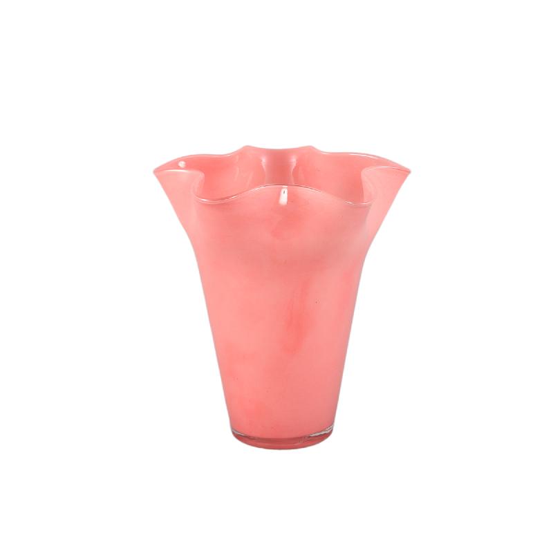 Vase – Dark Pink Glass, Round Shape, Wavy Texture, S – Macarena | PTMD