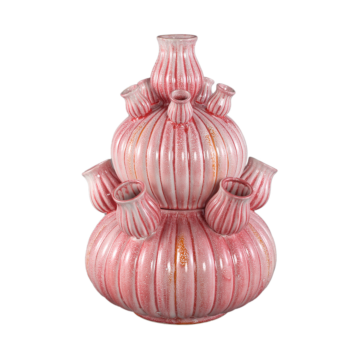 Vase – Geriffeltes Design, Keramik Material, Rosa Farbe, L – Nolou | PTMD