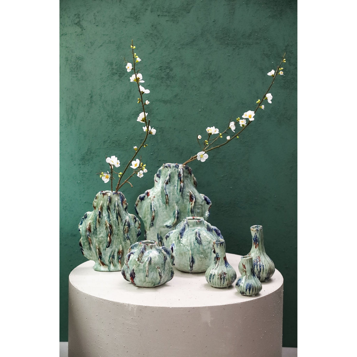 Vase - Garlic Shape Design, Ceramic Material, Green Color, S - Jaclyne | PTMD