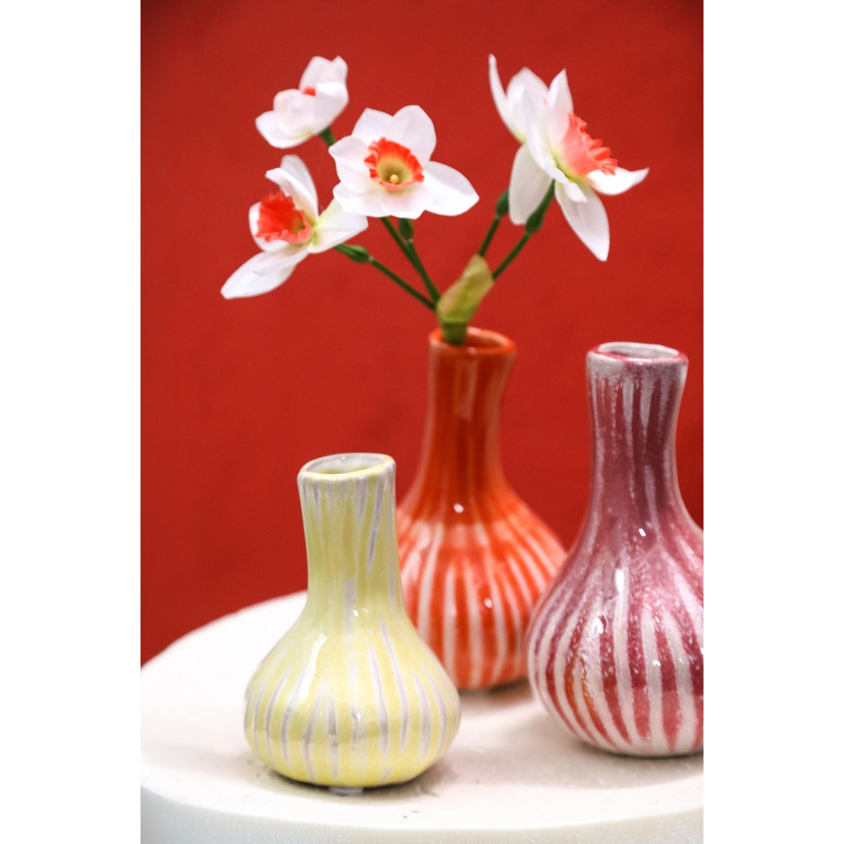 Vase - Garlic Shape Design, Ceramic Material, Yellow Color, M - Jaclyne | PTMD