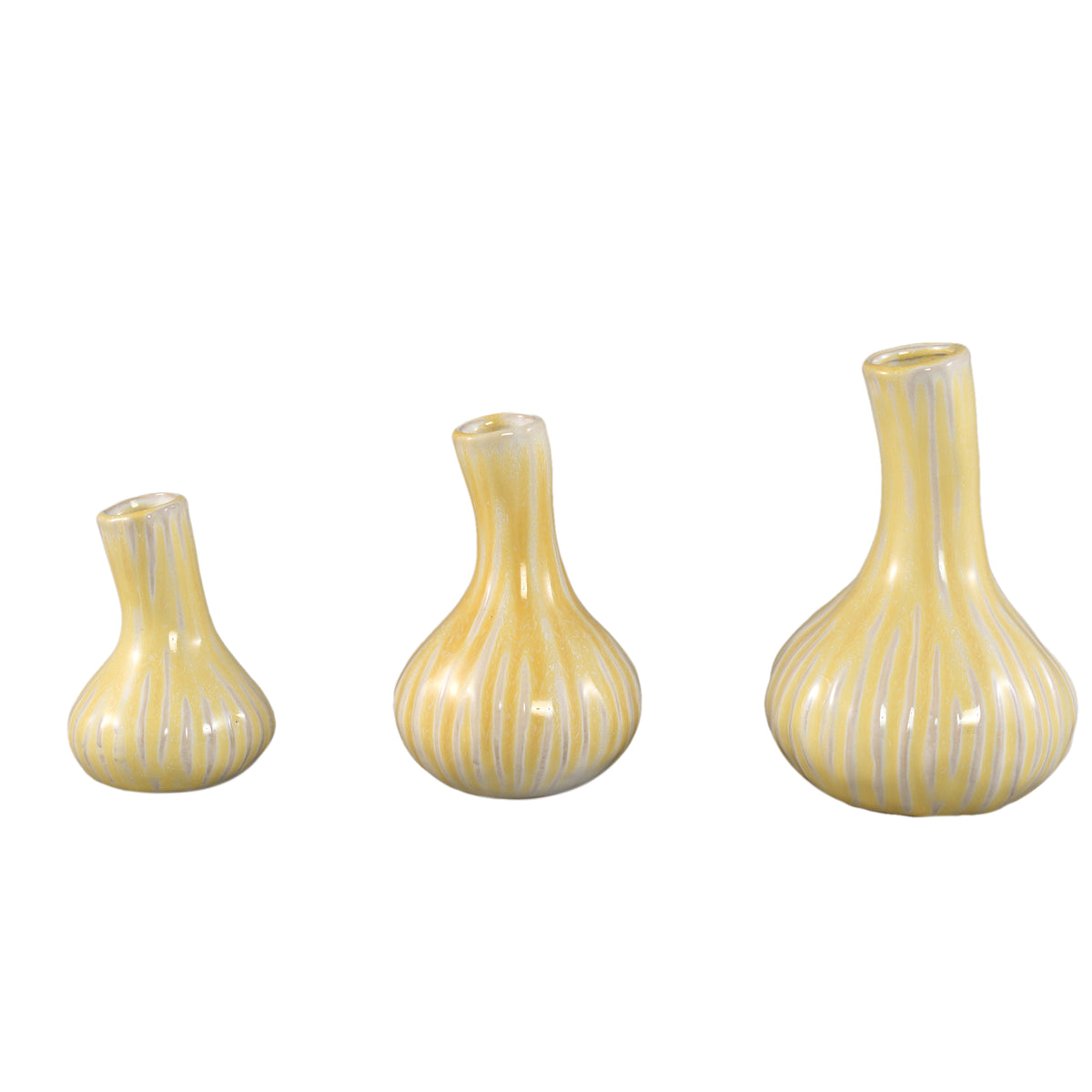 Vase - Garlic Shape Design, Ceramic Material, Yellow Color, L - Jaclyne | PTMD