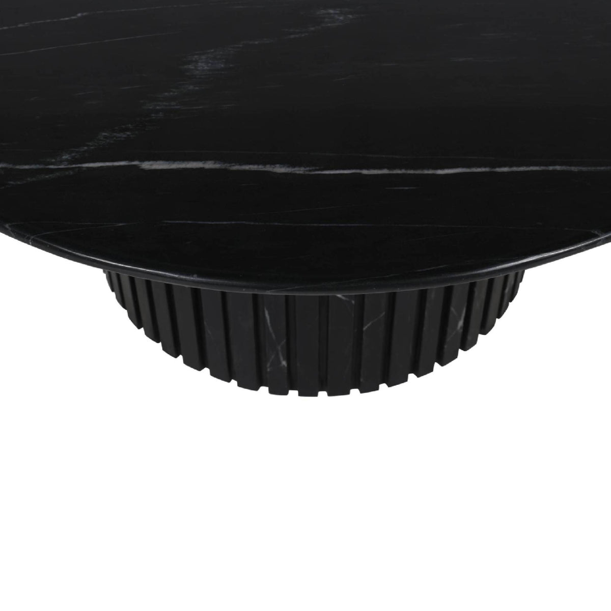 Couchtisch – Marmor, rund, schwarz, geriffelter Sockel, – Neelim | PTMD
