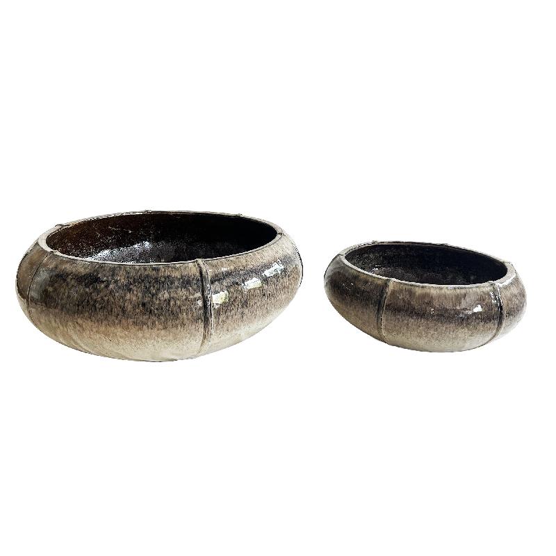 Pot – Ceramic Material, Round Shape, Cream Finish – Azad | PTMD