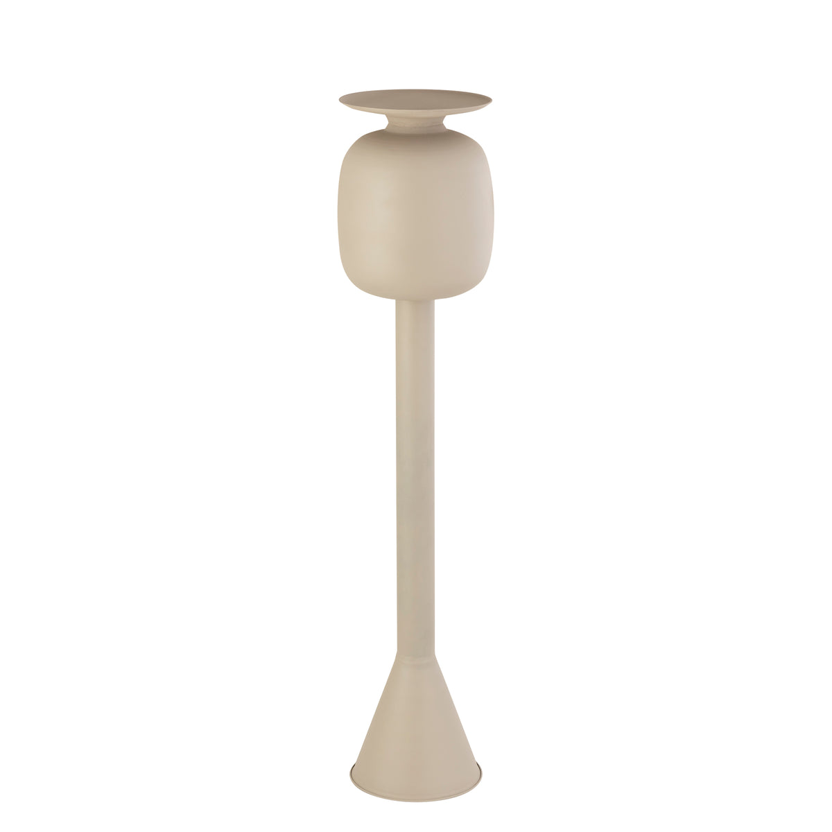 Topf - Eisenmaterial, langer Sockel, rund, Creme, L – Dainah | PTMD