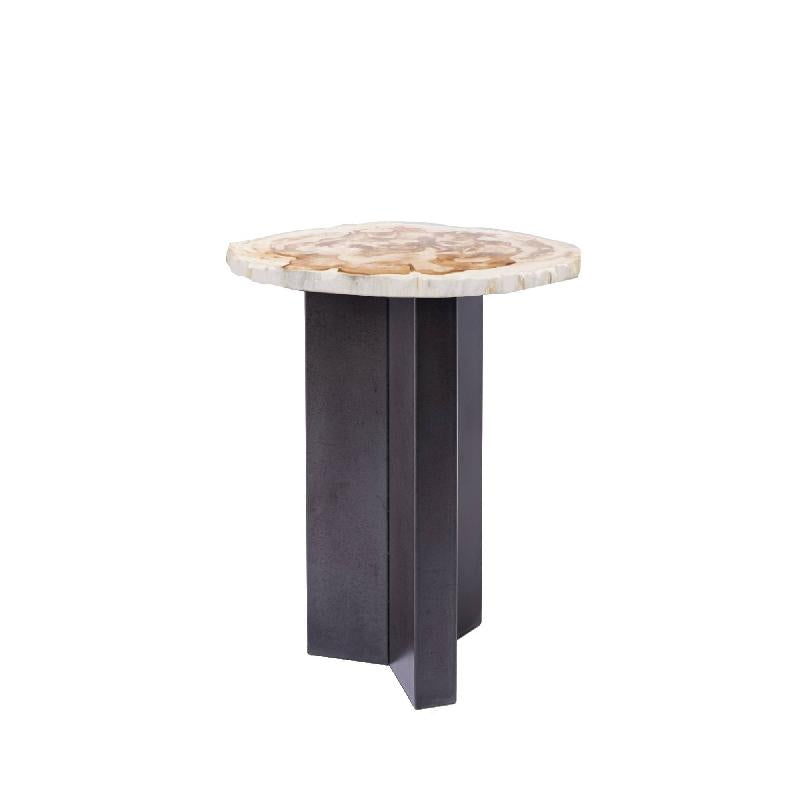 Side Table – Petrified Wood, Turned Base, Natural Finish – Jisse | PTMD