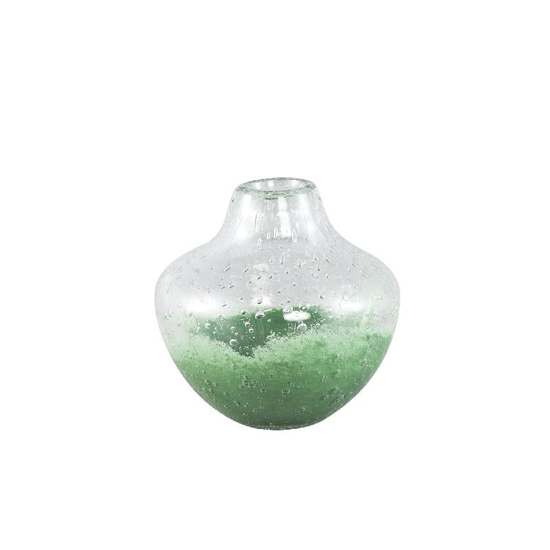 Glass Vase - Solid Glass, Green Shade, Round Shape - Enrikas | PTMD