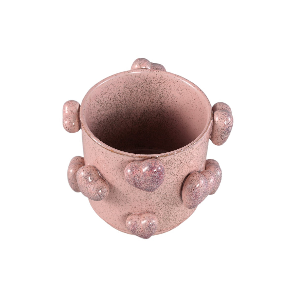 Pot – Pink, Heart Motif, Low, Ceramic, L – Valentin | PTMD