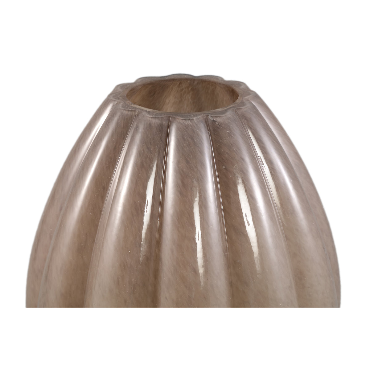 Vase – Brown Frosted Glass, Ribbed Surface, On Foot, L – Syamer | PTMD