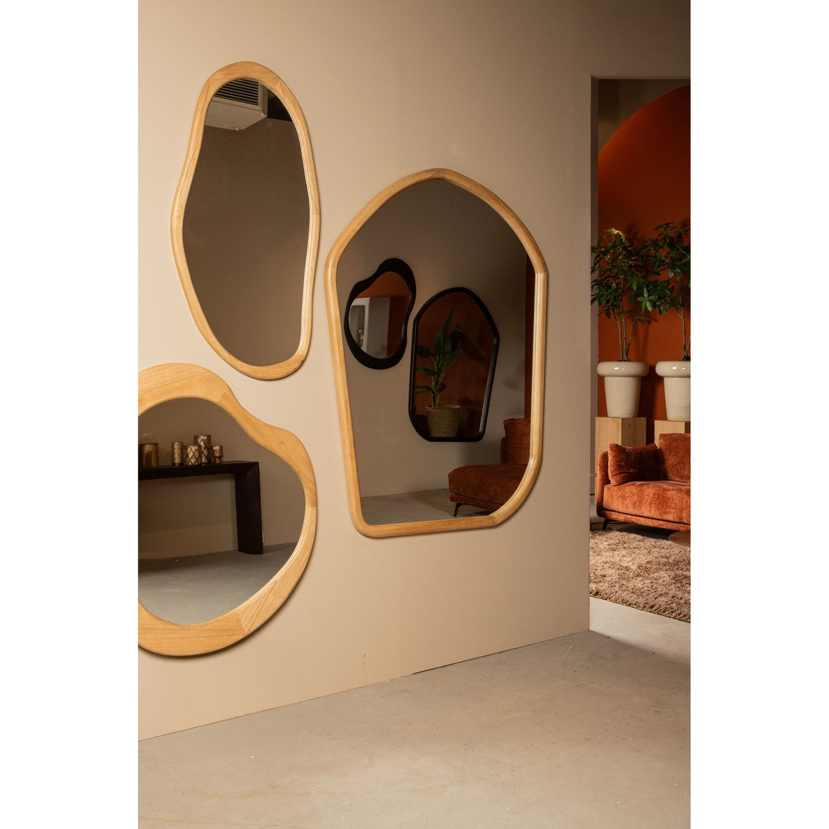 Spiegel – Organisches Design, Rechteckige Form, Massivholz Material, Natur, L – Denholm | PTMD