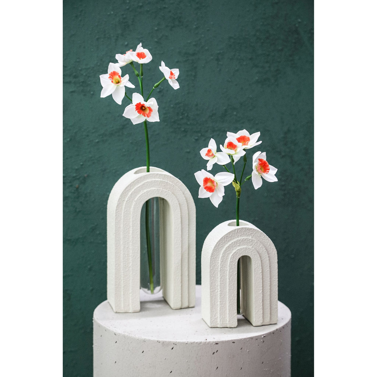 Garden Flower - White Daffodil Spray, Polyester Fabric | PTMD