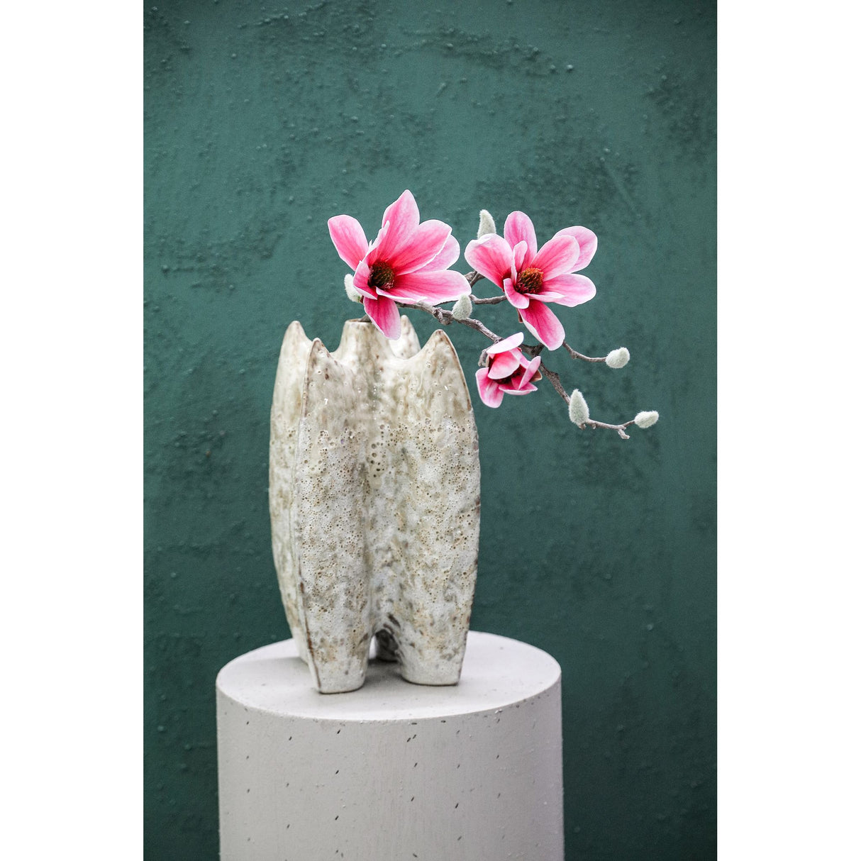 Magnolienblume – Rosafarbener Magnolienzweig mit Knospe aus Stoff und Polyester | PTMD