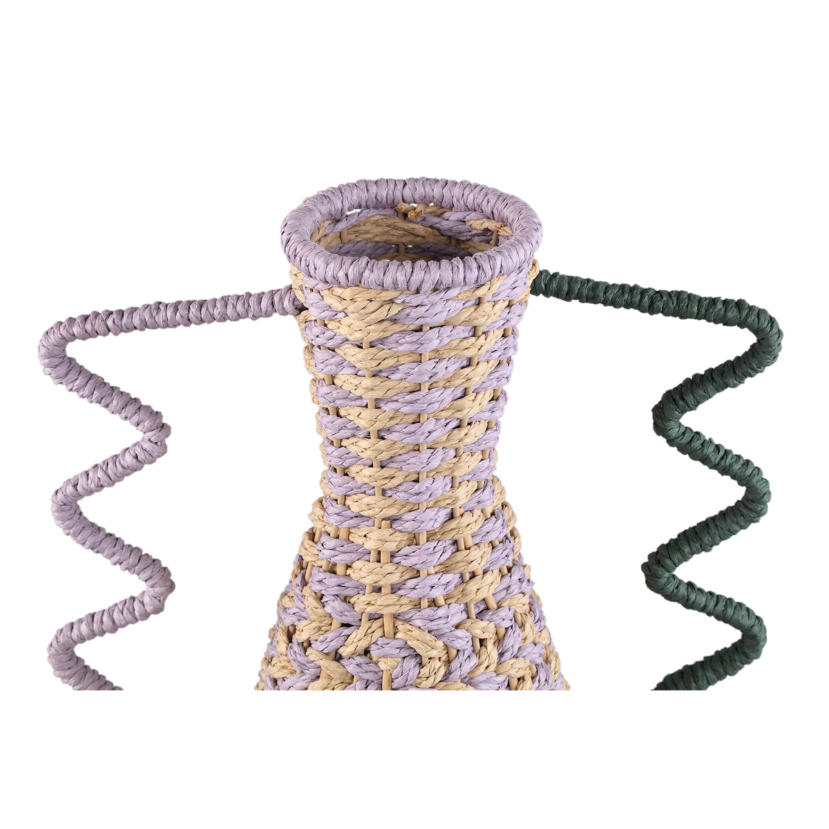 Basket - Purple Paper, Natural Look, Round Shape, With Handles - Veraa | PTMD