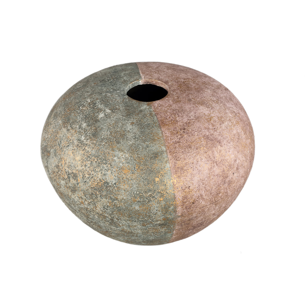 Vase - Grey, Half Brown, Round Shape, Cement, L - Chareece | PTMD