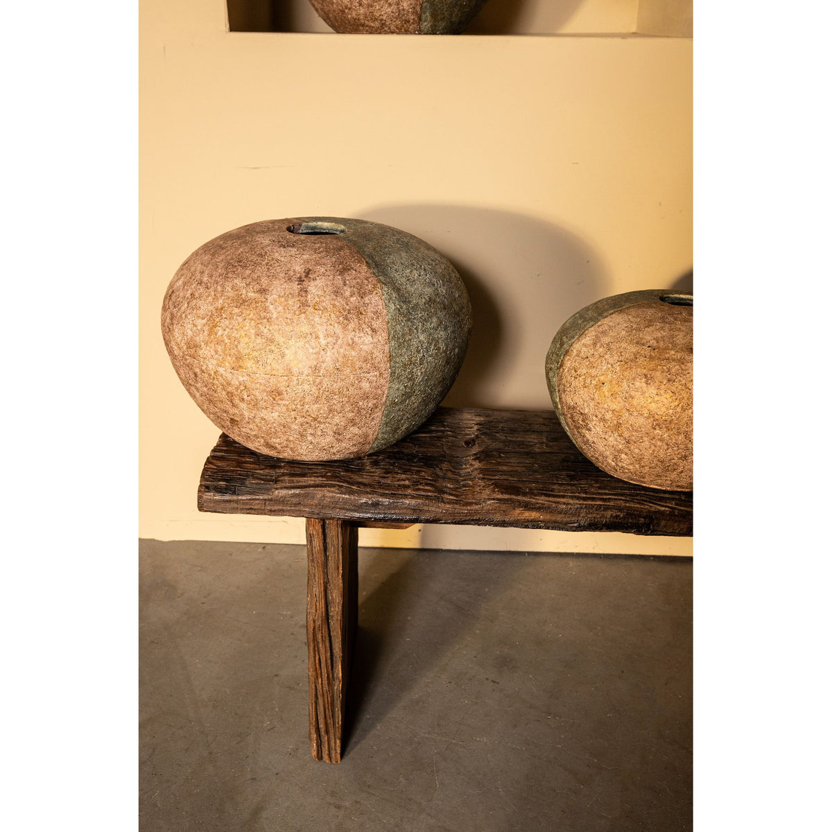 Vase - Grey, Half Brown, Round Shape, Cement, L - Chareece | PTMD