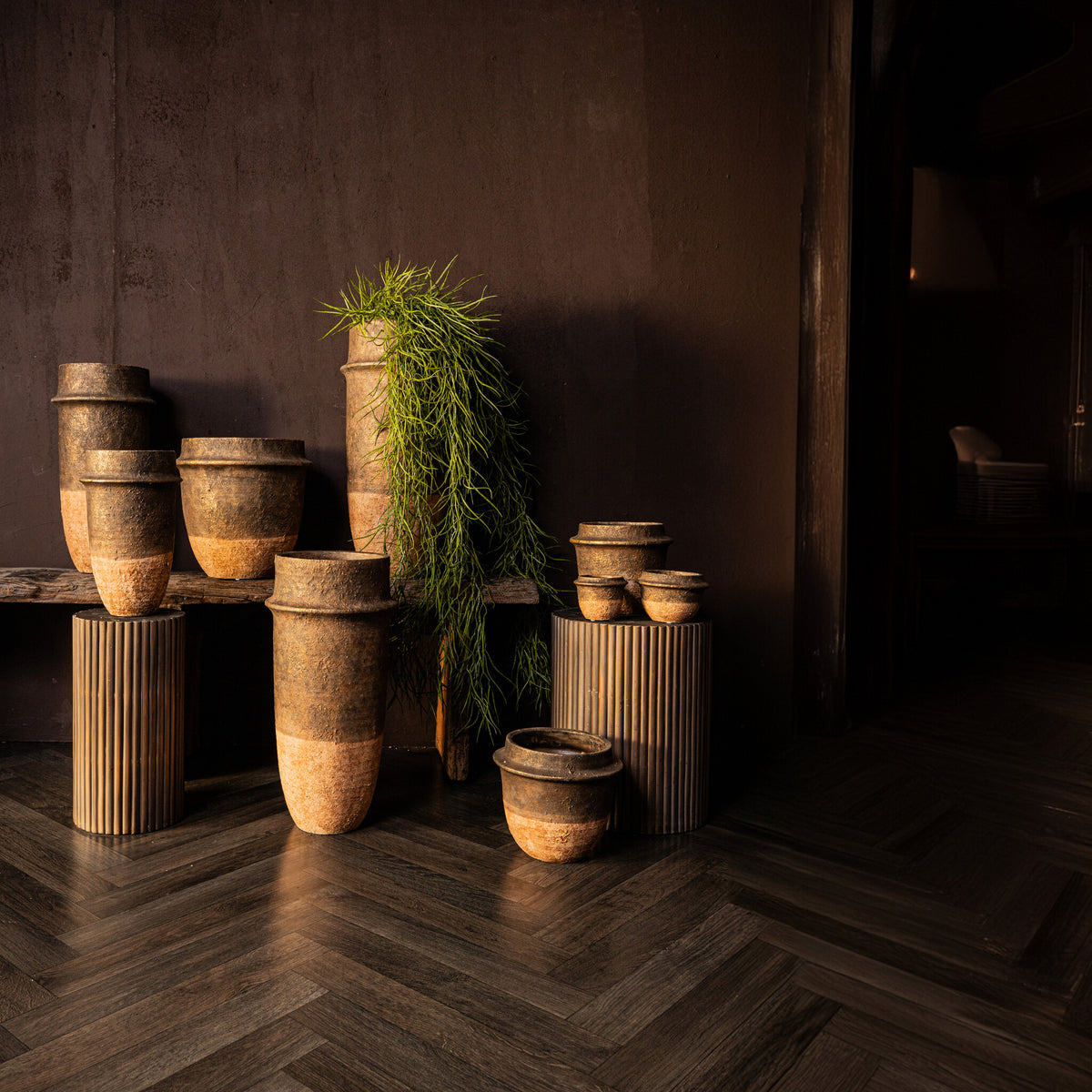 Flower Pot – Grey Surface, Two-Tone Look, Cement Material, High L – Christenee | PTMD