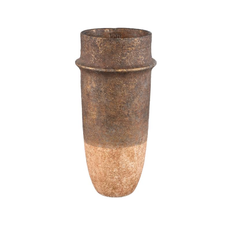 Flower Pot – Grey Surface, Two-Tone Look, Cement Material, High L – Christenee | PTMD