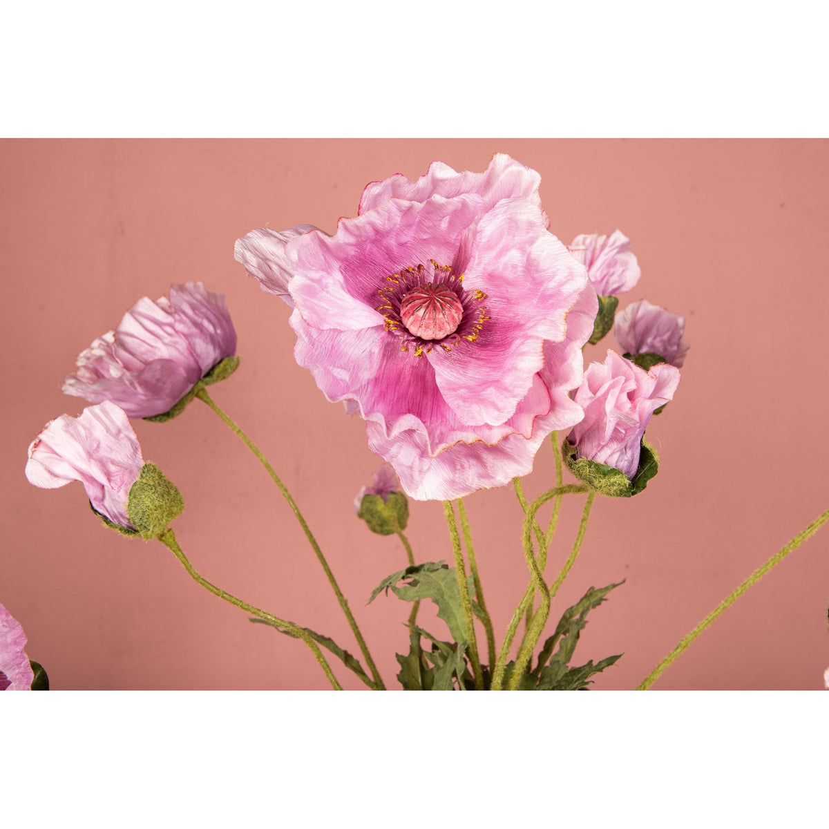 Mohnblume – Violetter Mohnzweig mit Blättern aus Polyestergewebe | PTMD
