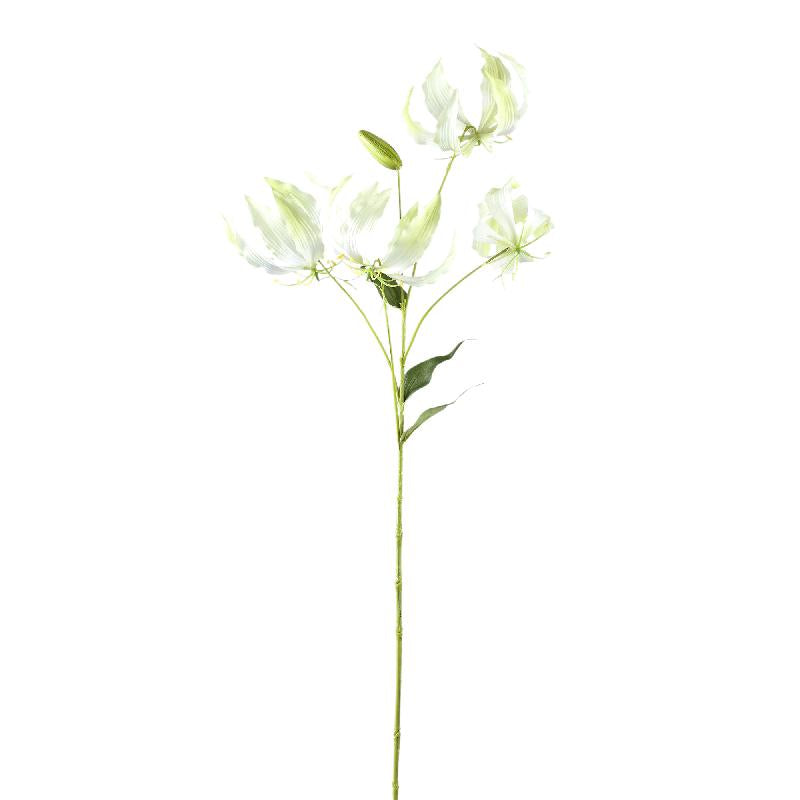 Gartenblume – Cremefarbener Gloriosa-Spray mit Blättern aus Polyesterstoff, Eisenmetall und PE-Kunststoff | PTMD