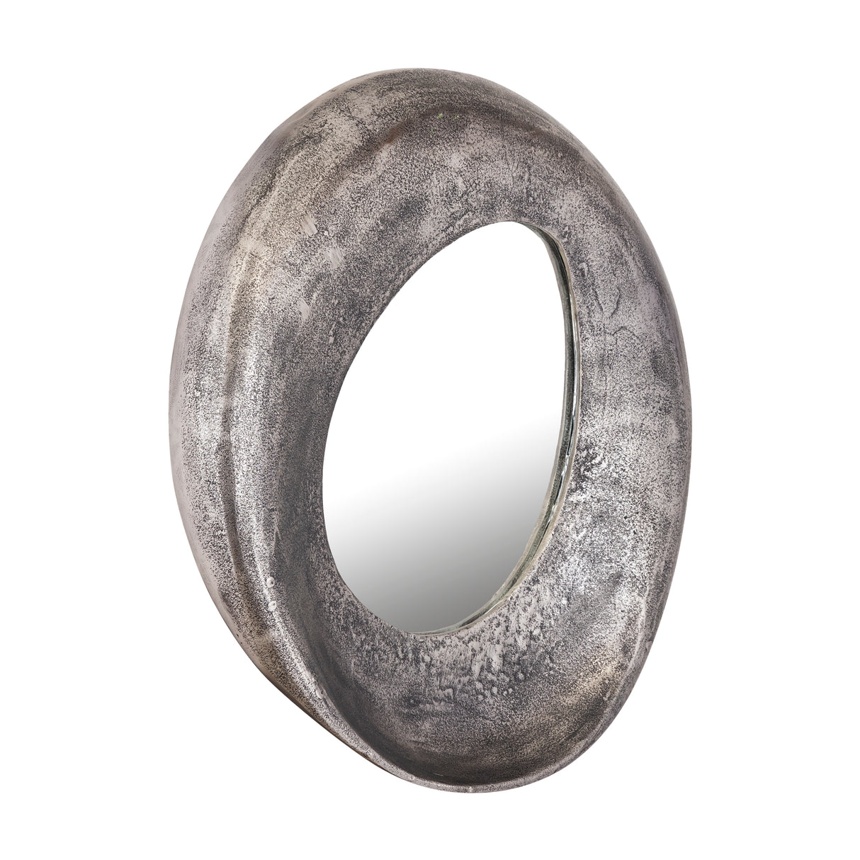 Wandspiegel – Offenes Design, Runde Rahmenform, Aluminium Material, Silber, S – Daweson | PTMD
