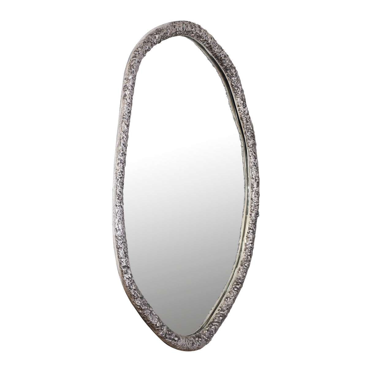 Wandspiegel – Organisches Design, Runde Form, Aluminium Material, Silber – Paislie | PTMD