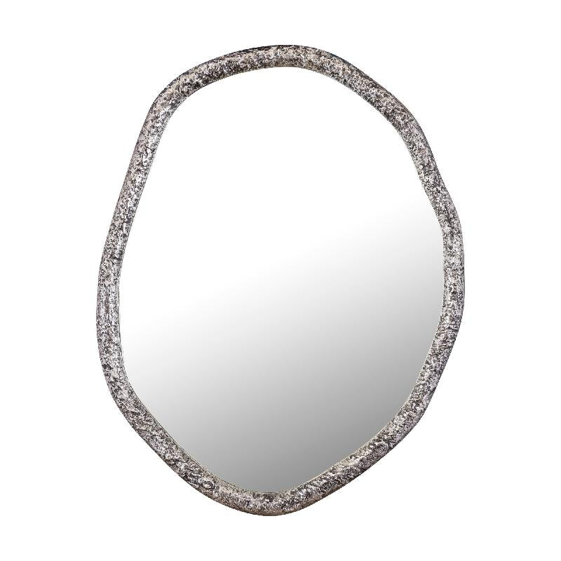 Wandspiegel – Organisches Design, Runde Form, Aluminium Material, Silber – Paislie | PTMD