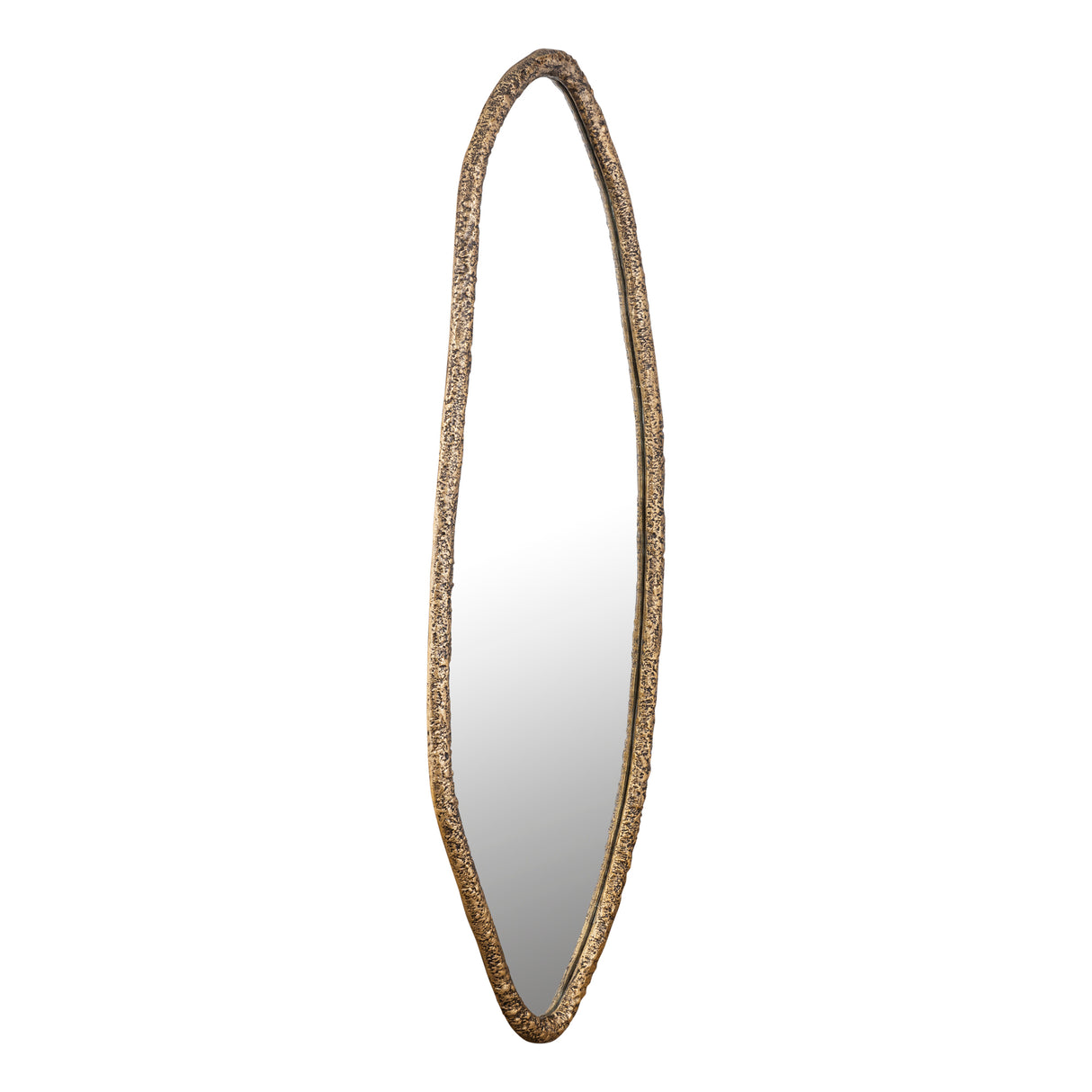 Wall Mirror - Glass & Cast Aluminum Metal, Oval Shape, Handmade, Gold - Paisley | PTMD