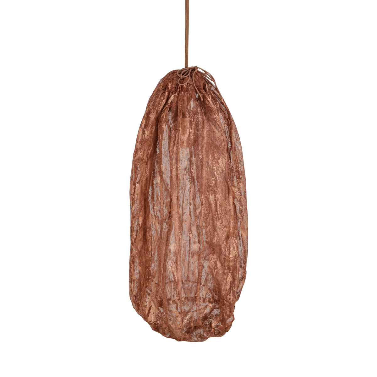 Fabric pendant lamp, copper-colored look, structured surface, with canopy – Maitia | PTMD