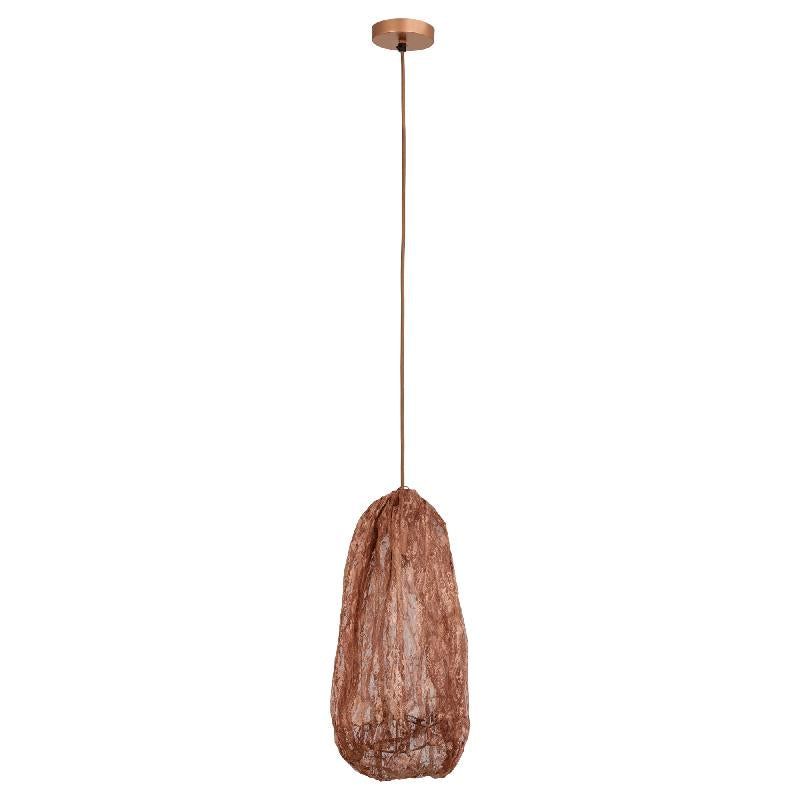 Fabric pendant lamp, copper-colored look, structured surface, with canopy – Maitia | PTMD