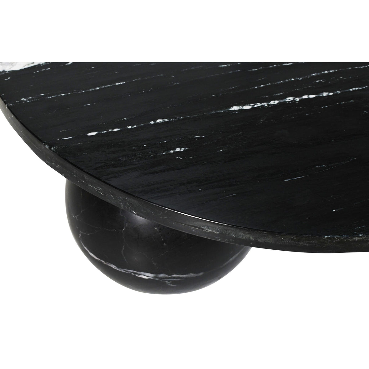 Couchtisch – Marmor, rund, schwarz, 3-Kugel-Basis, skulpturales Design – Diro | PTMD