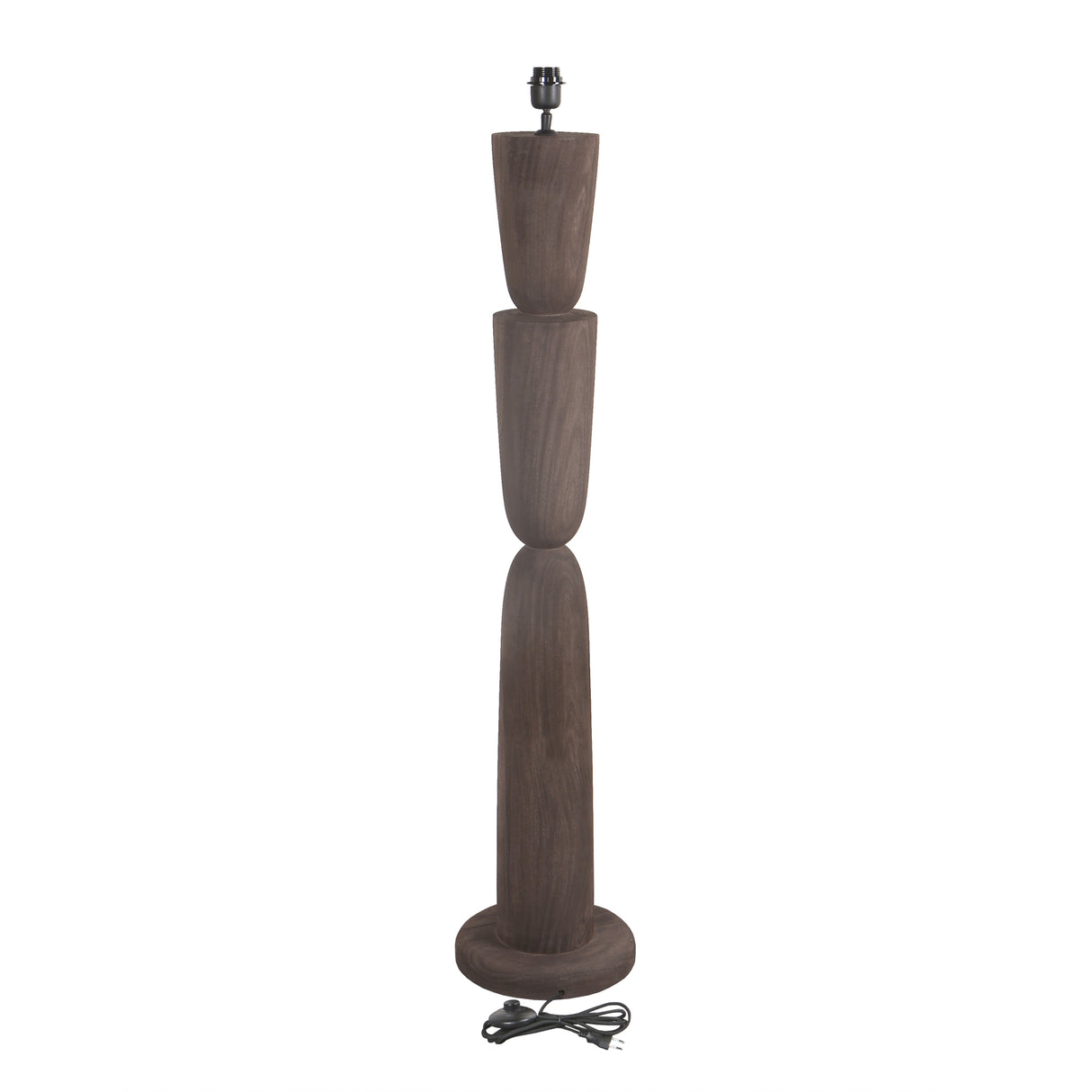 Stehlampe aus Mangoholz mit Braunton und geschichtetem Design in runder Form – Lorinne | PTMD