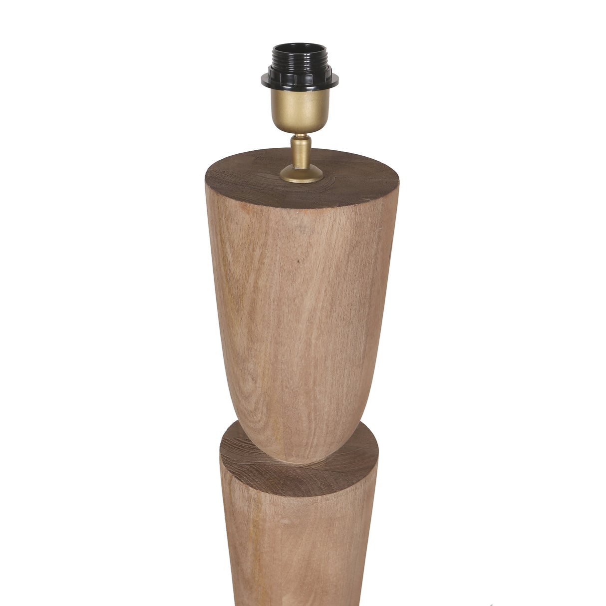 Stehlampe aus Mangoholz mit Naturton und geschichtetem Design in runder Form – Lorinne | PTMD