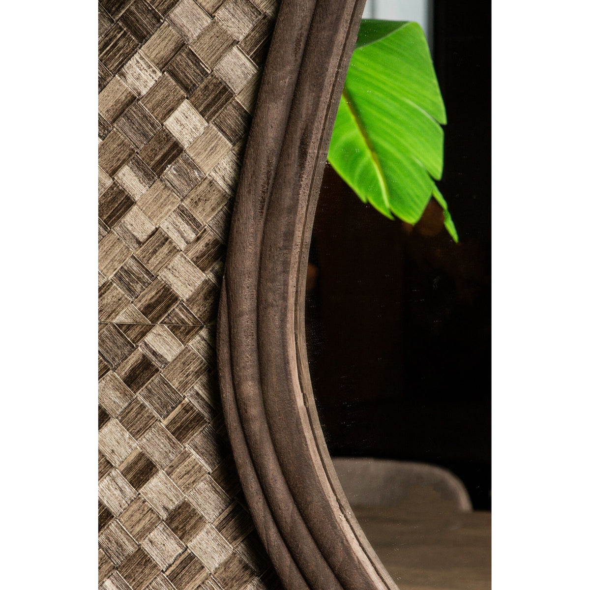 Spiegel – Organisches Design, Dreieckige Form, Mangoholz Material, Braun – Santin | PTMD