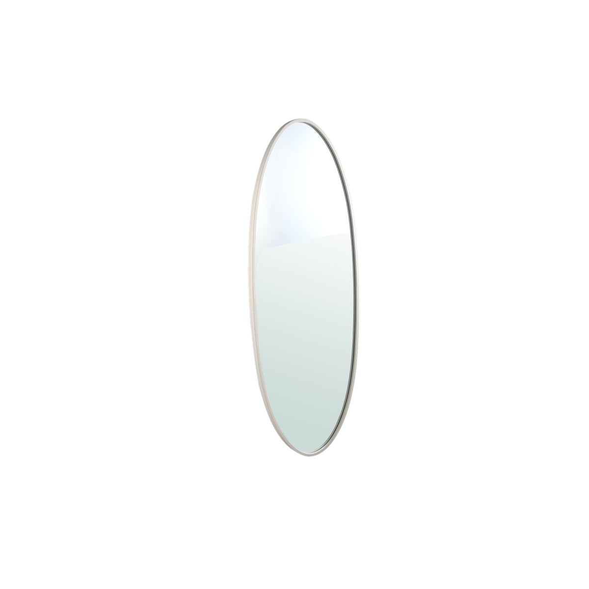 Wall Mirror - Steel Metal & MDF Wood, Oval Shape, Semi-Handmade, White, S – Serine | PTMD
