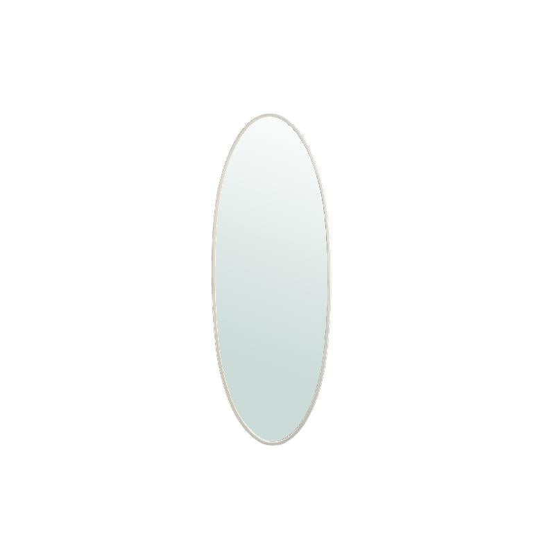 Wall Mirror - Steel Metal & MDF Wood, Oval Shape, Semi-Handmade, White, S – Serine | PTMD
