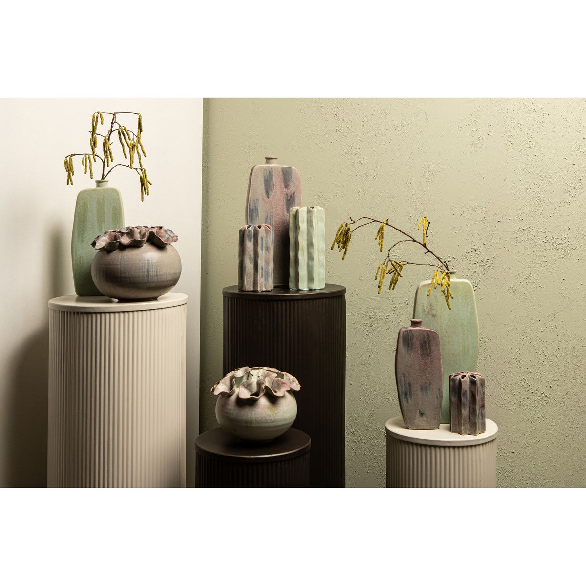 Column - Steel, ribbed surface, white, semi-handmade – Midda | PTMD