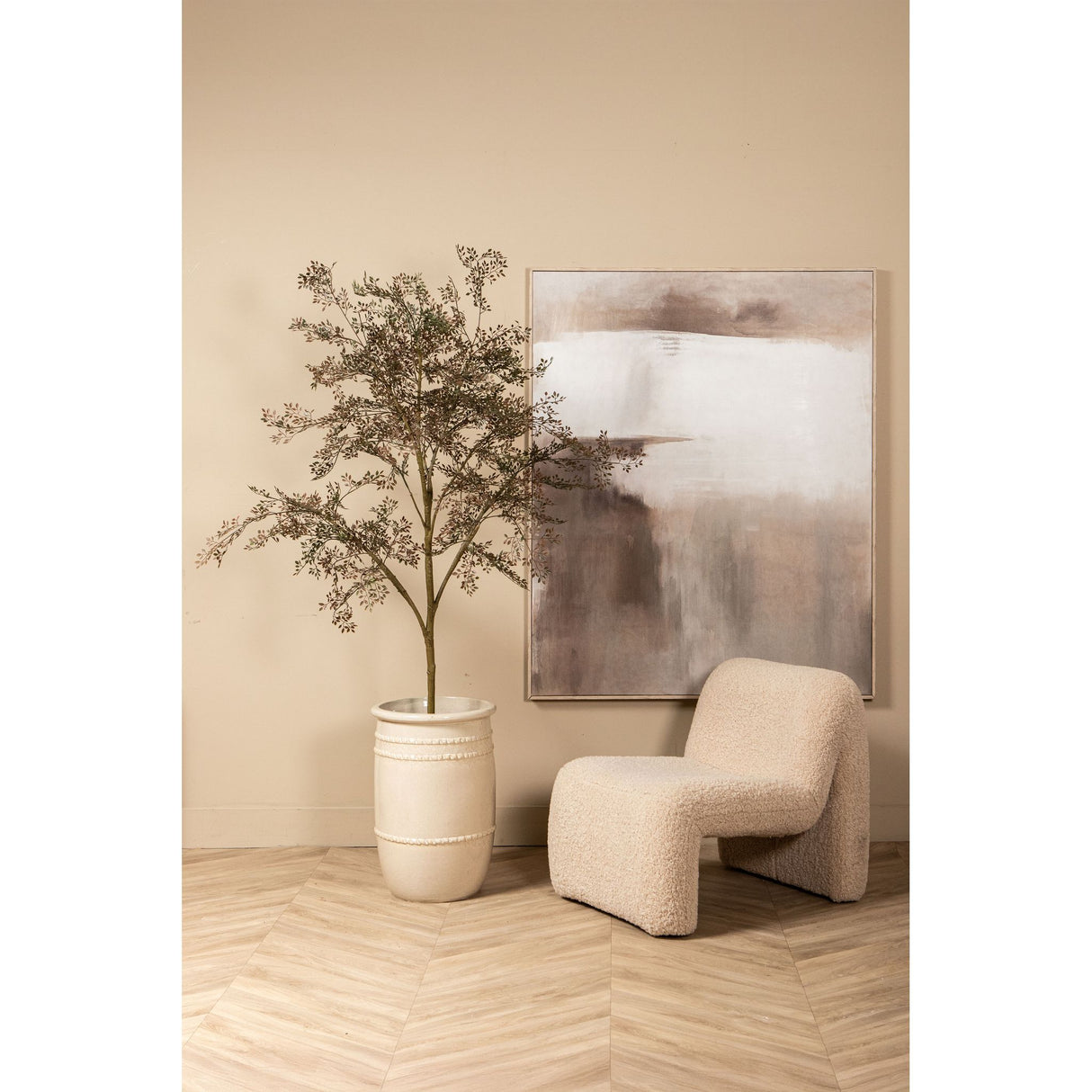 Pot – Terracotta Ceramic, Smooth Design, Cream, L – Lilliah | PTMD