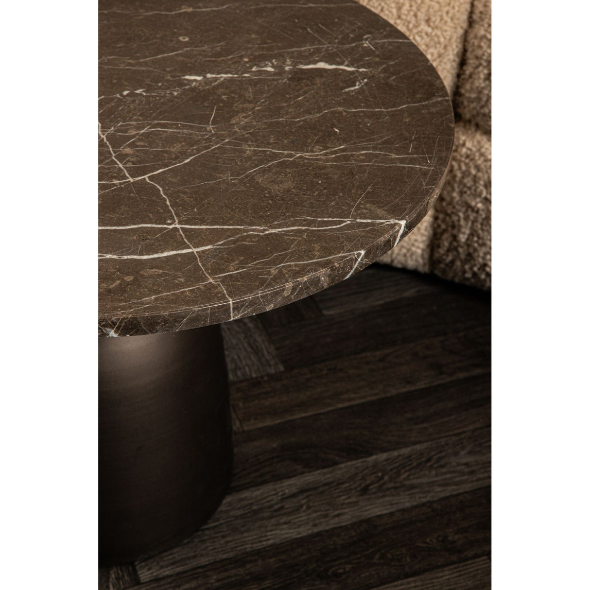 Beistelltisch – Marmor Oberfläche, Rundes Design, Braunes Finish – Patras | PTMD