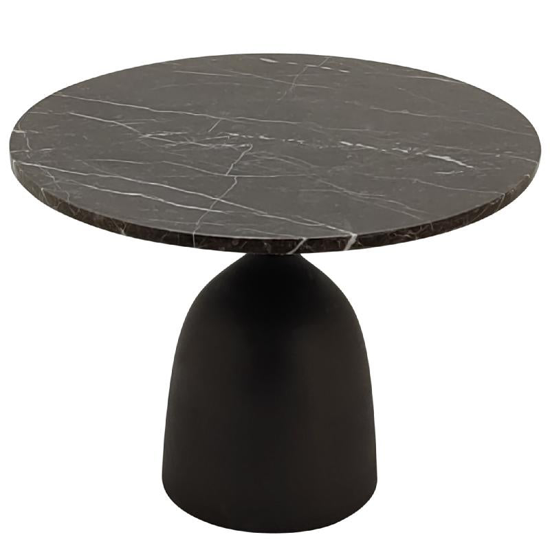 Beistelltisch – Marmor Oberfläche, Rundes Design, Braunes Finish – Patras | PTMD