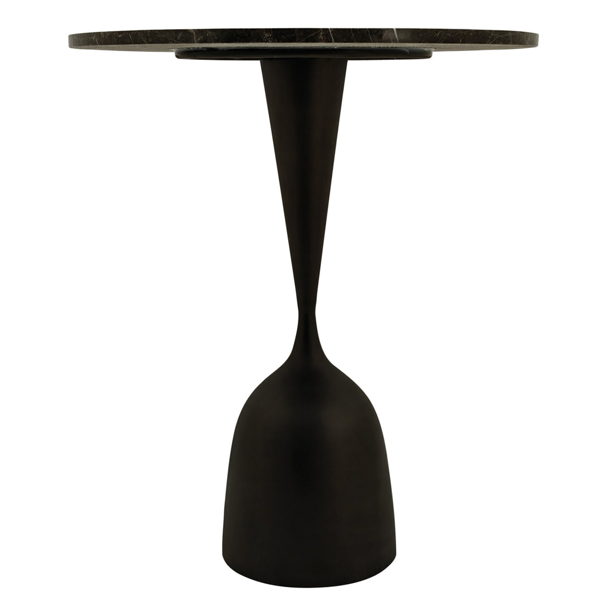 Bistro Table – Marble Top, Round Design, Brown Finish – Patras | PTMD