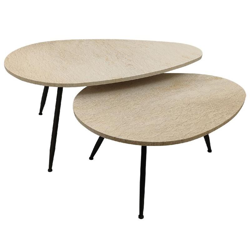 Coffee Table – Marble Slab, Cream Surface, Harmonious Shape – Veria | PTMD