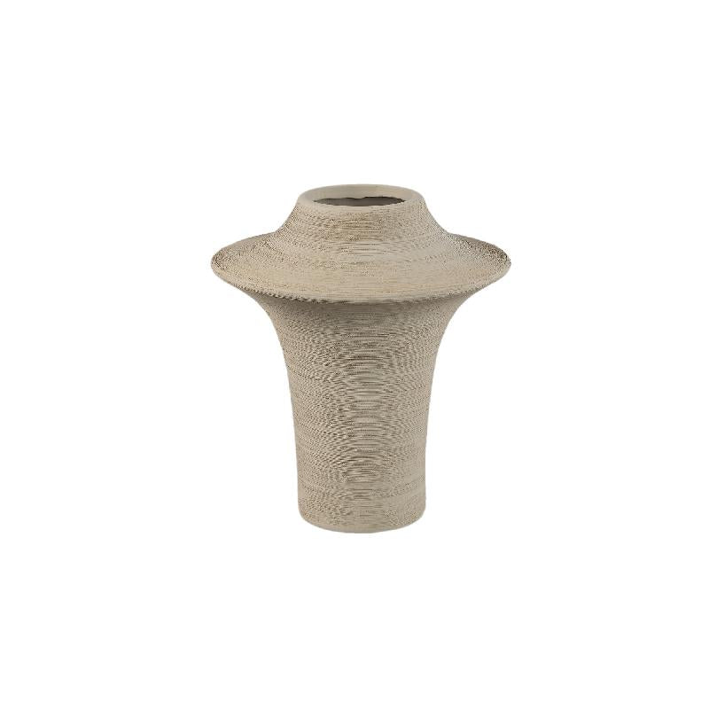 Vase - Stoneware Ceramic, Ring Design, Beige Color, S - Rinder | PTMD