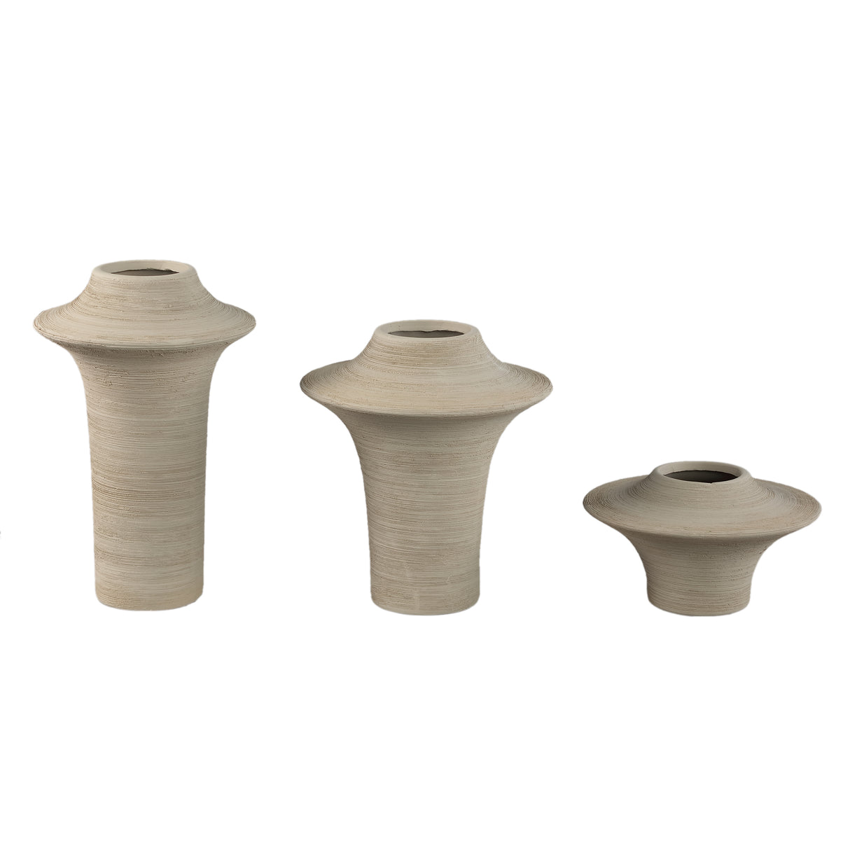 Vase - Stoneware Ceramic, Ring Design, Beige Color, S - Rinder | PTMD