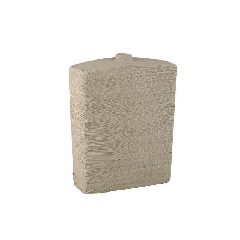 Vase – Rectangular Design, Ceramic Material, Beige Color, S – Janettee | PTMD