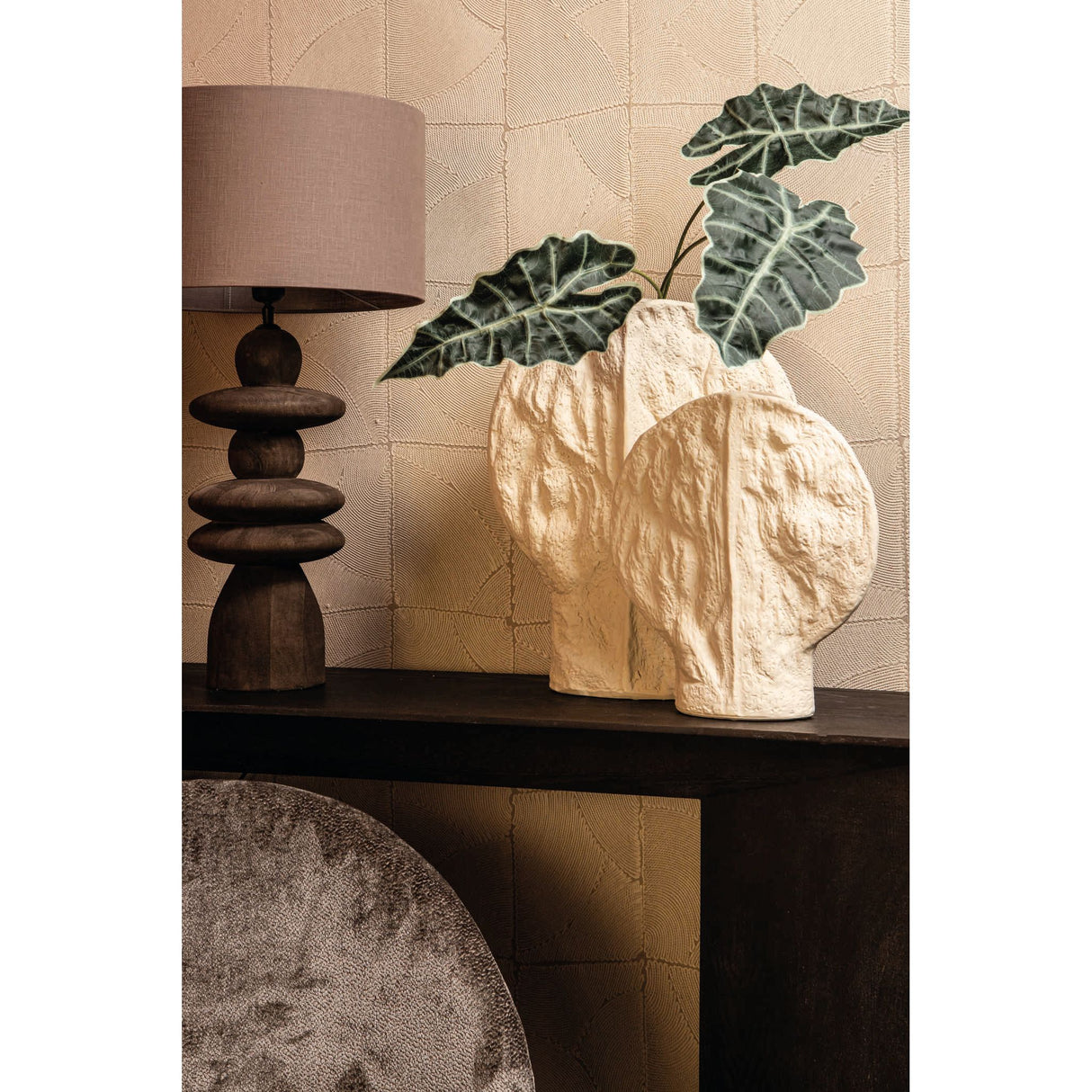 Vase – Struktur Design, Keramik Material, Taupe Farbe, S – Linos | PTMD