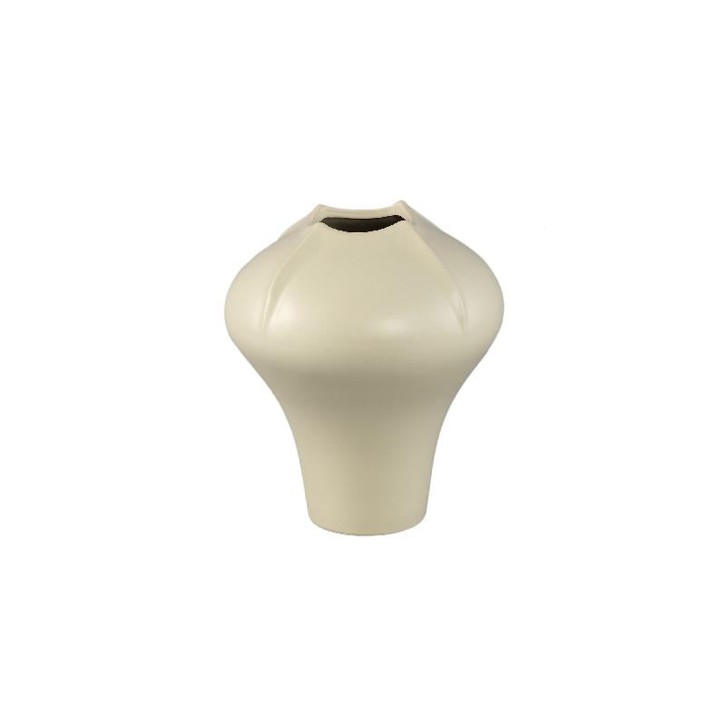 Vase – Cream-colored surface, Matte finish, Organic shape, Stoneware, S – Ginos | PTMD