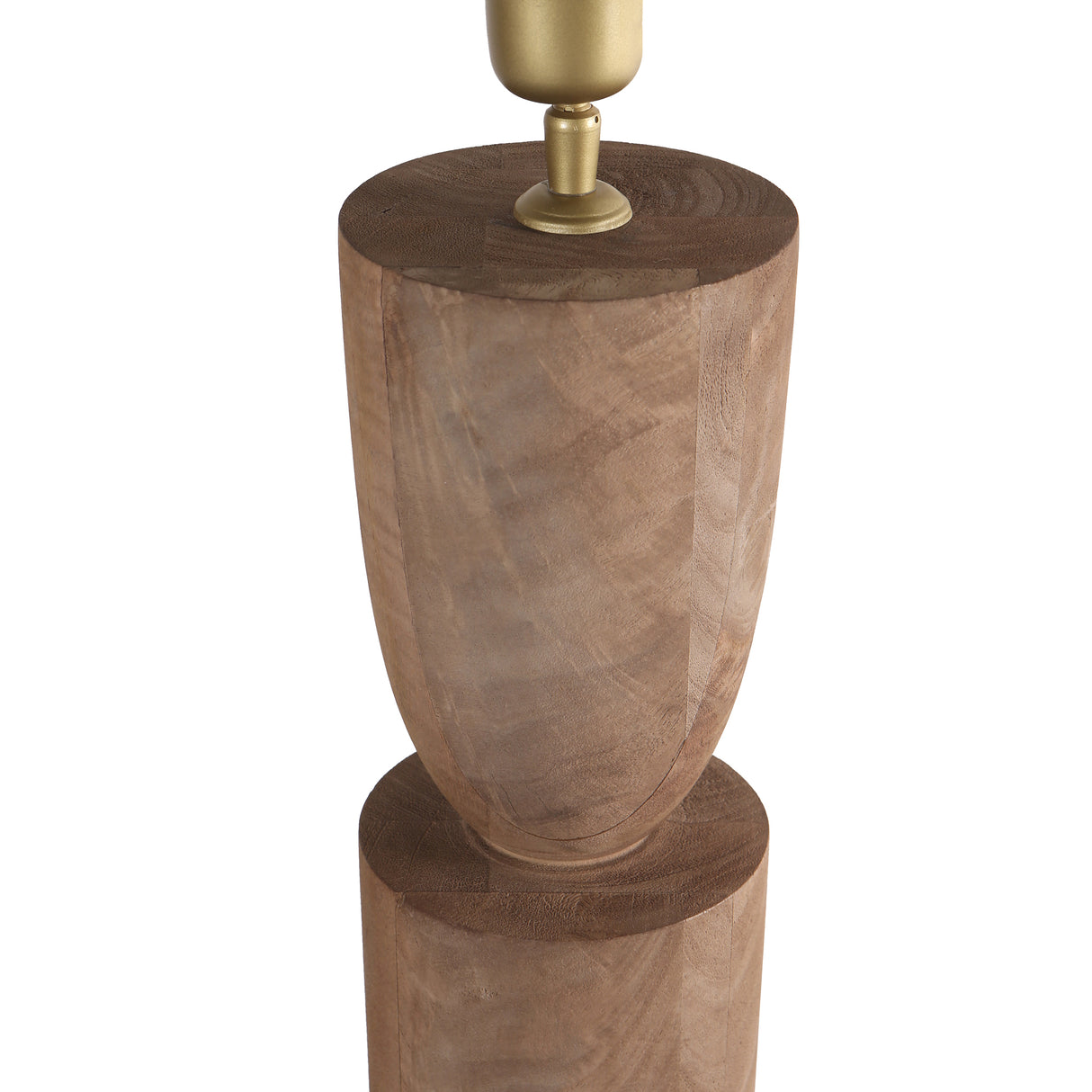 Tischlampe aus Mangoholz mit Naturton und doppeltem Design in runder Form – Lorinne | PTMD