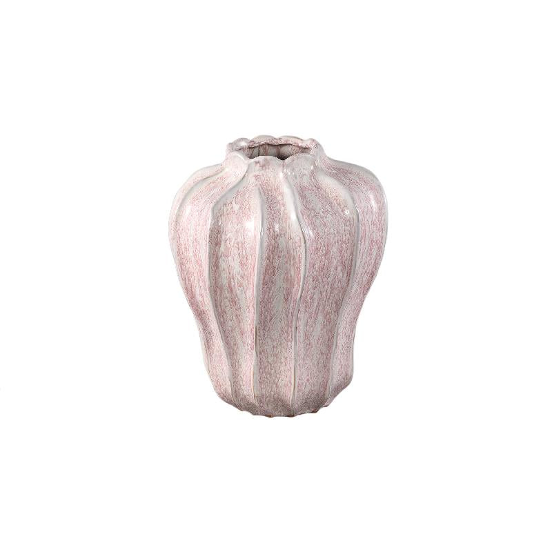 Vase - Pink, Round Shape, Wavy Shape, Ceramic, M - Hamish | PTMD
