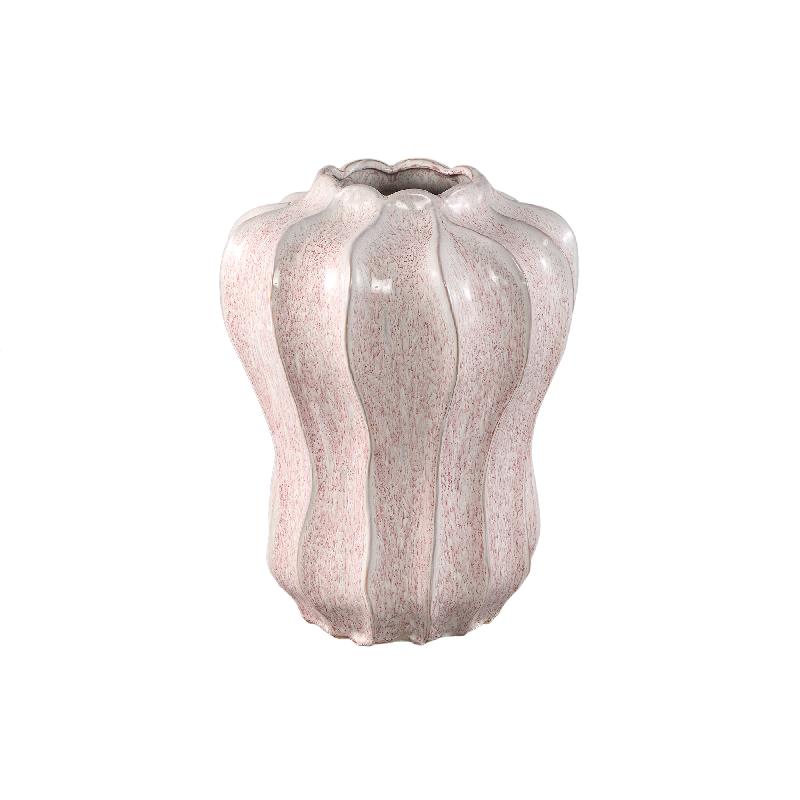 Vase - Pink, Round Shape, Wavy Shape, Ceramic, L - Hamish | PTMD